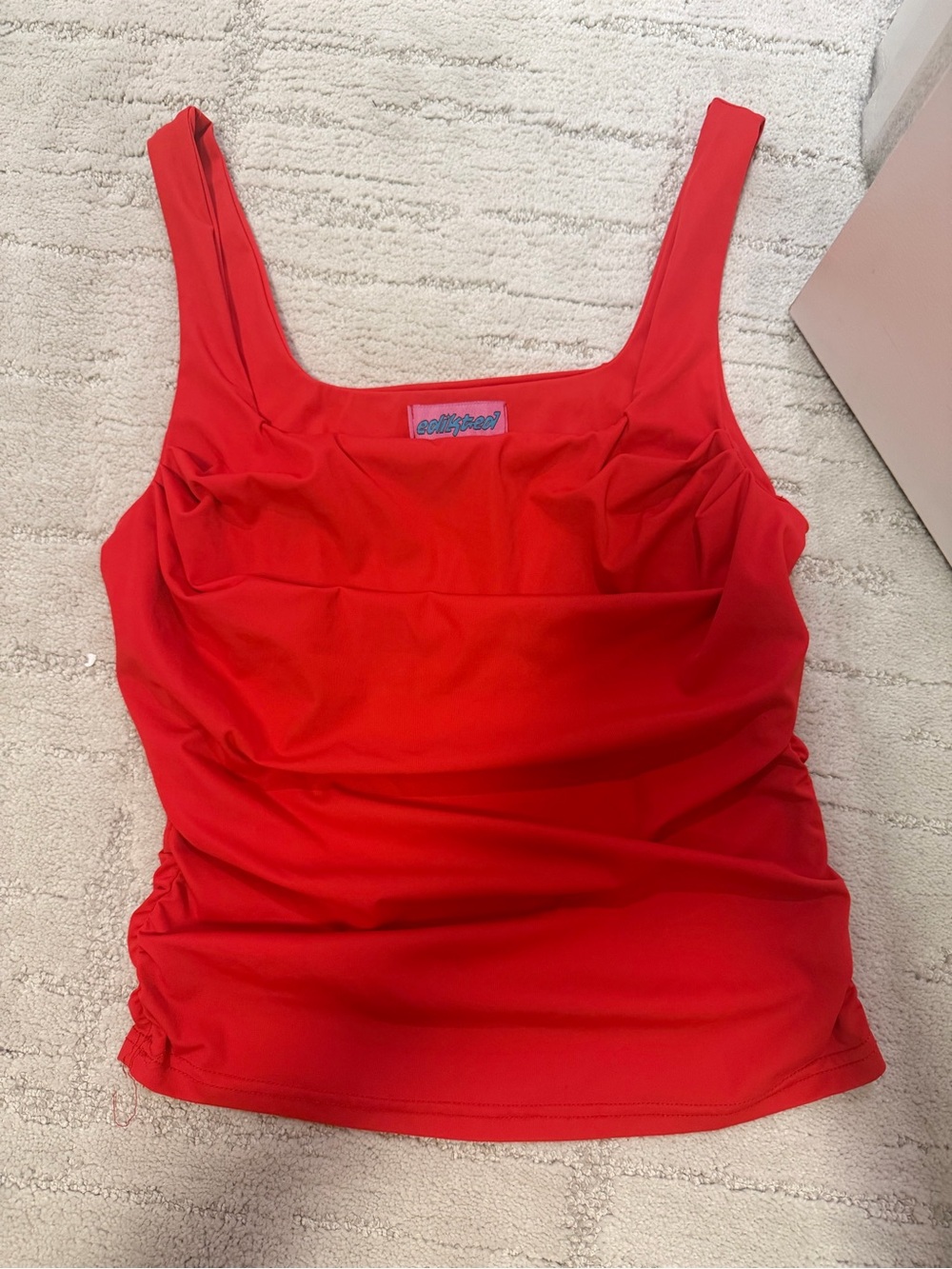 Edikted Red Square-Neck Tank Top